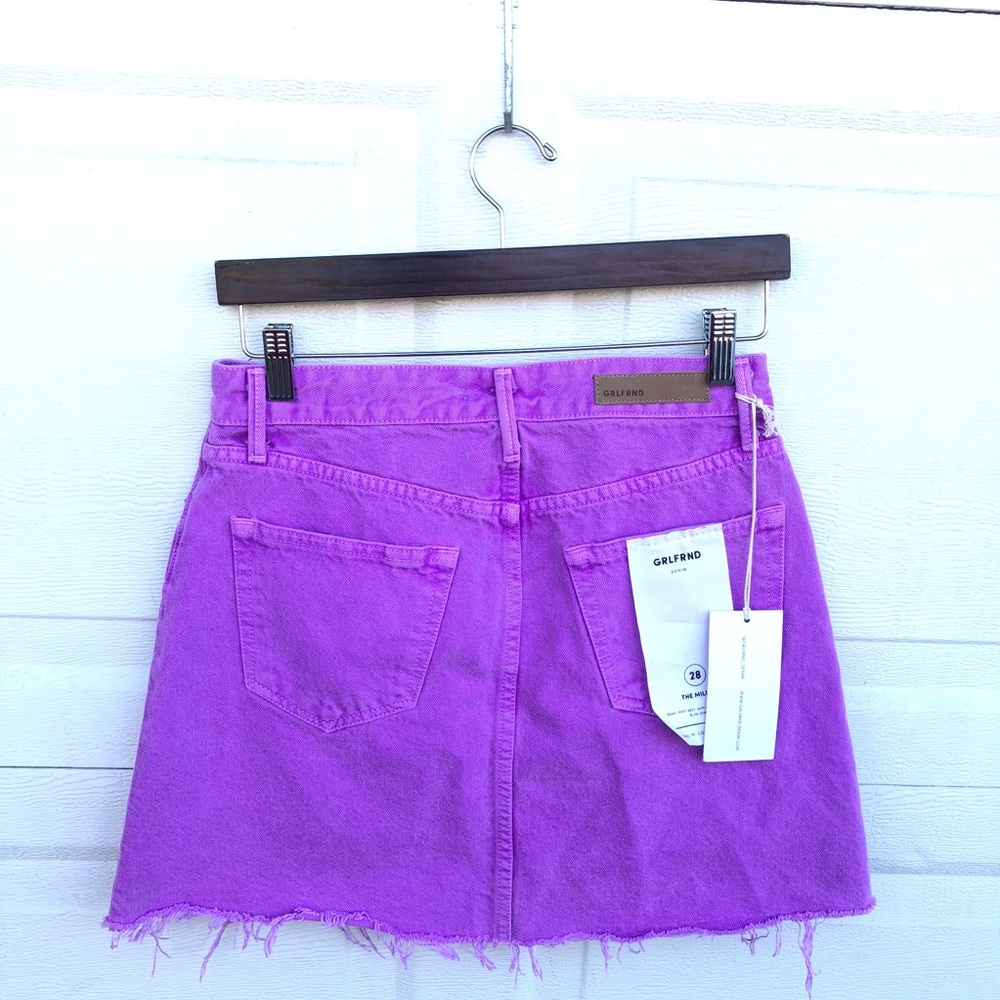 NWT GRLFRND Skirt Denim Milla Electric Purple Mini - Picture 3 of 9